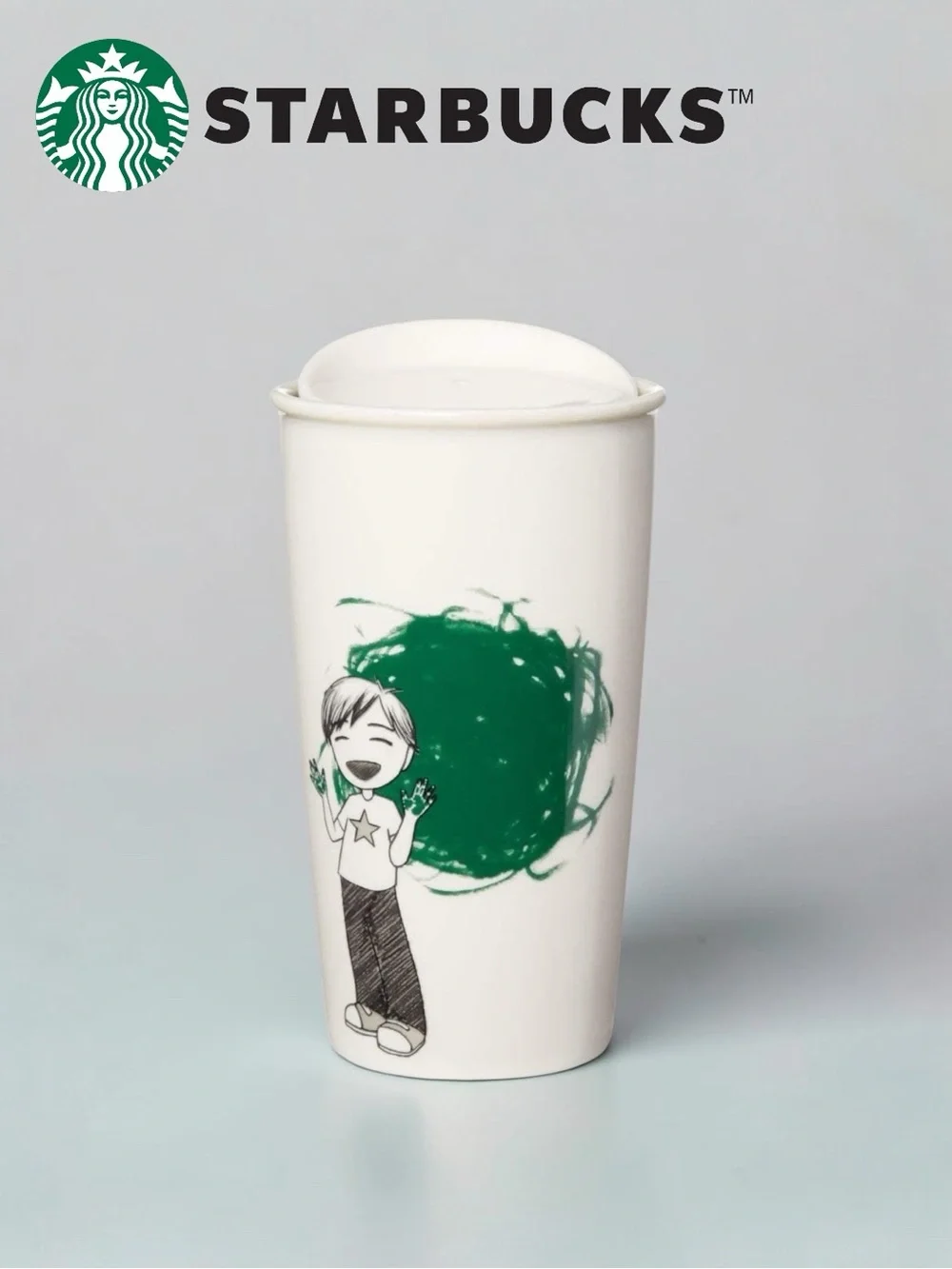 Starbucks Boy Painter Double Wall Traveler 12 Oz